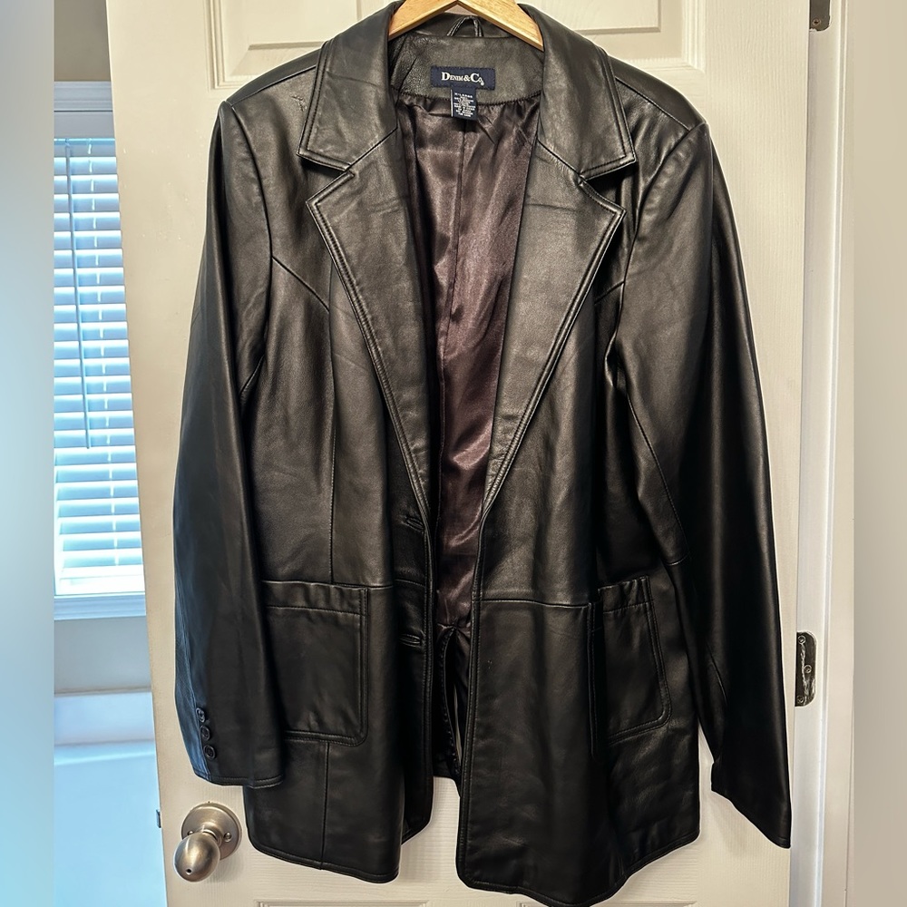 Denim &Co black leather blazer
